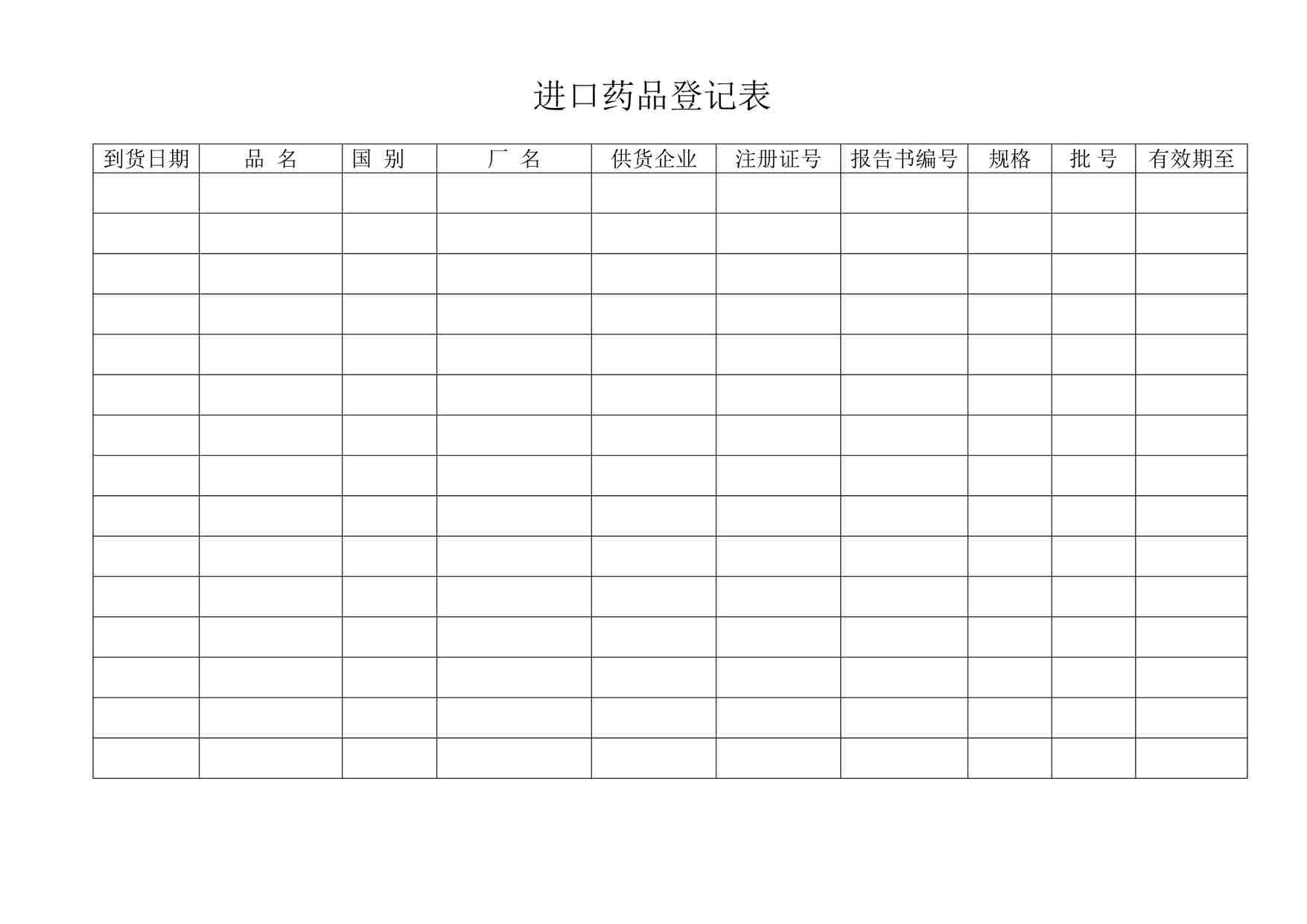 “药品公司进口药品证明文件登记表DOC”第1页图片