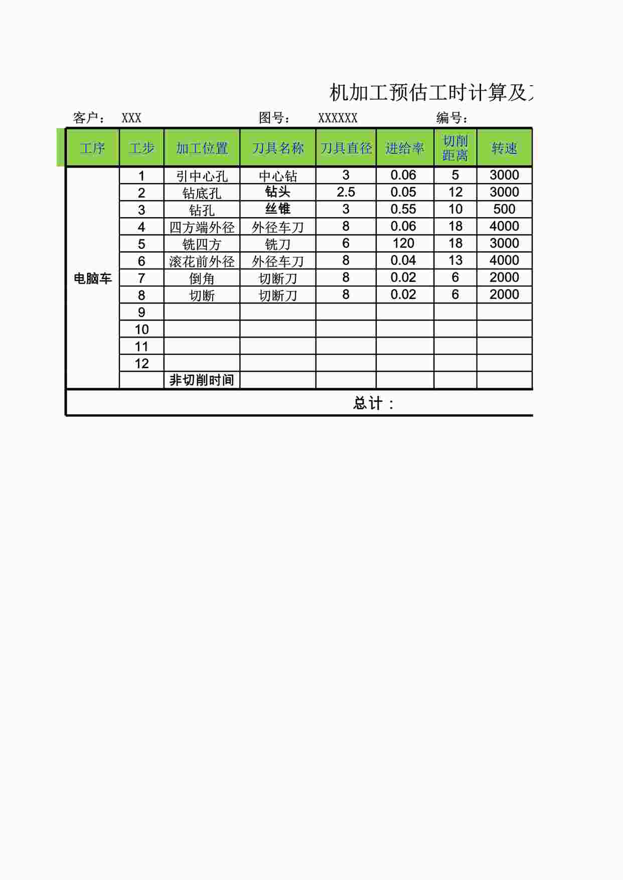 “机加工预估加工工时计算表XLS”第1页图片