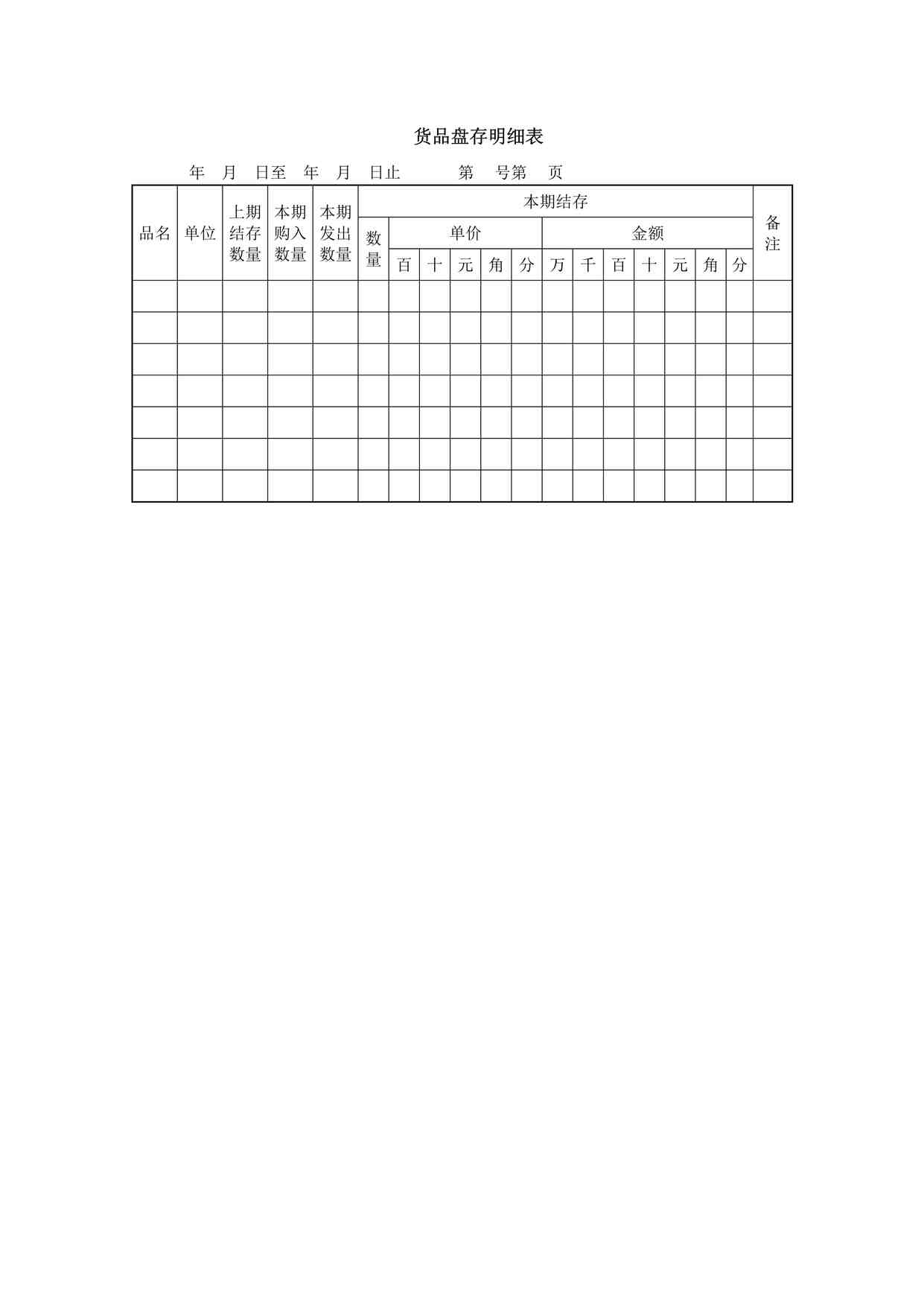 “某餐饮公司货品盘存明细表DOCX”第1页图片