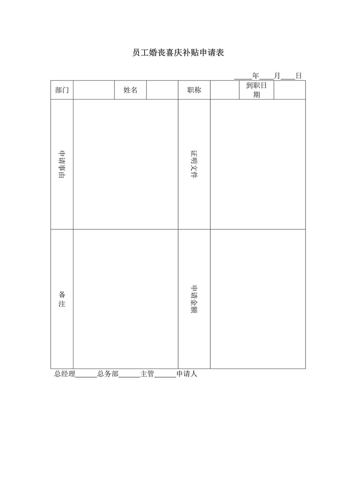 “公司员工婚丧喜庆补贴申请表DOC”第1页图片