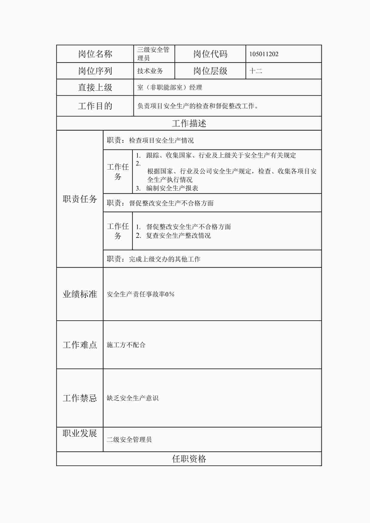 “最新三级质量管理员职位说明书DOC”第1页图片