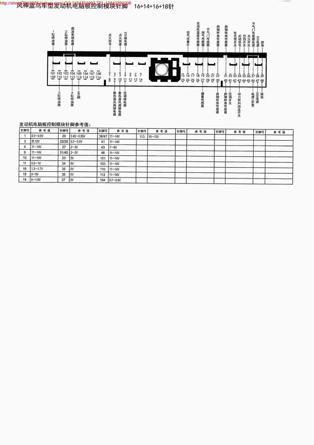 “MK_风神蓝鸟车型发动机电脑板控制模块针脚16+14+16+18针PDF”第1页图片