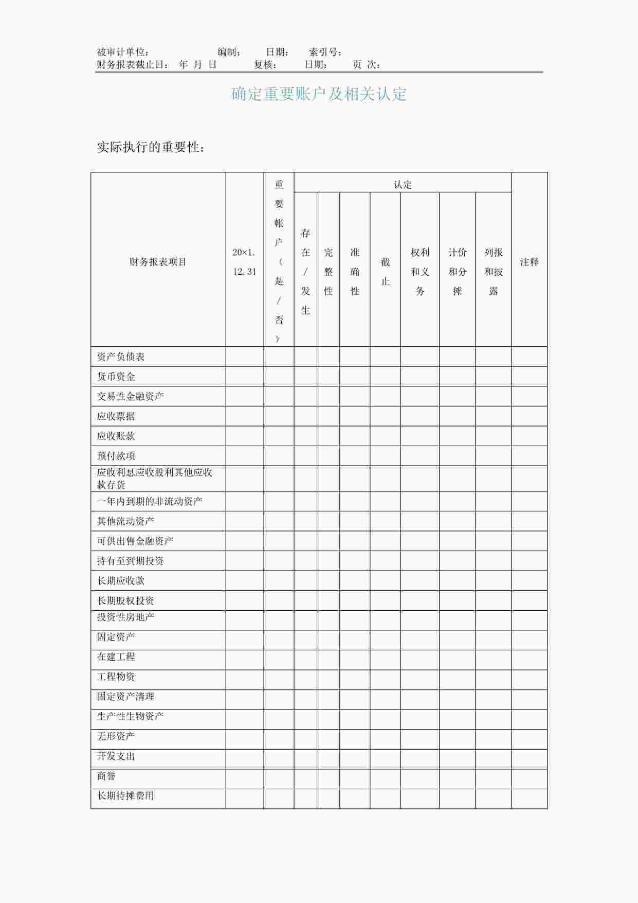 “某公司确定重要账户及相关认定DOC”第1页图片