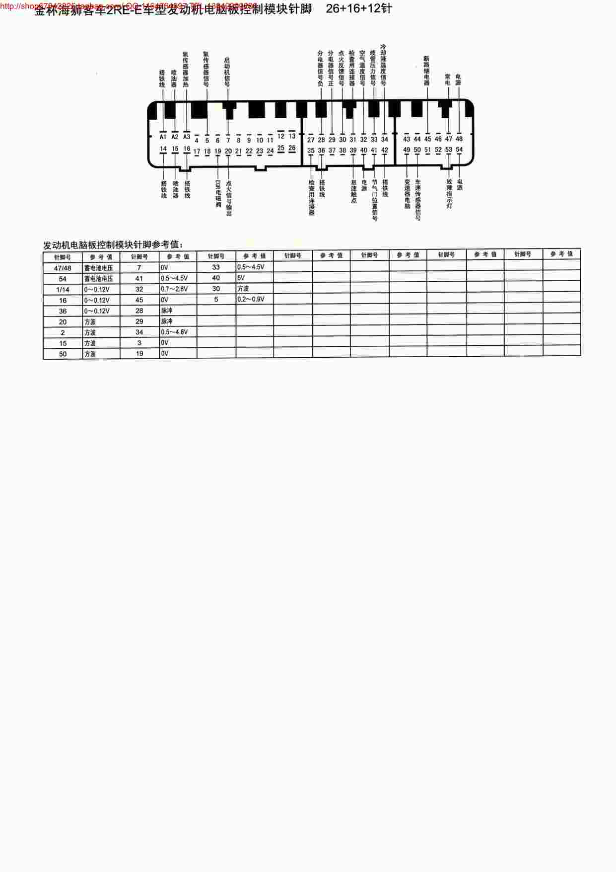 “MK_金杯海狮客车2RE-E车型发动机电脑版控制模块针脚26+16+12针PDF”第1页图片