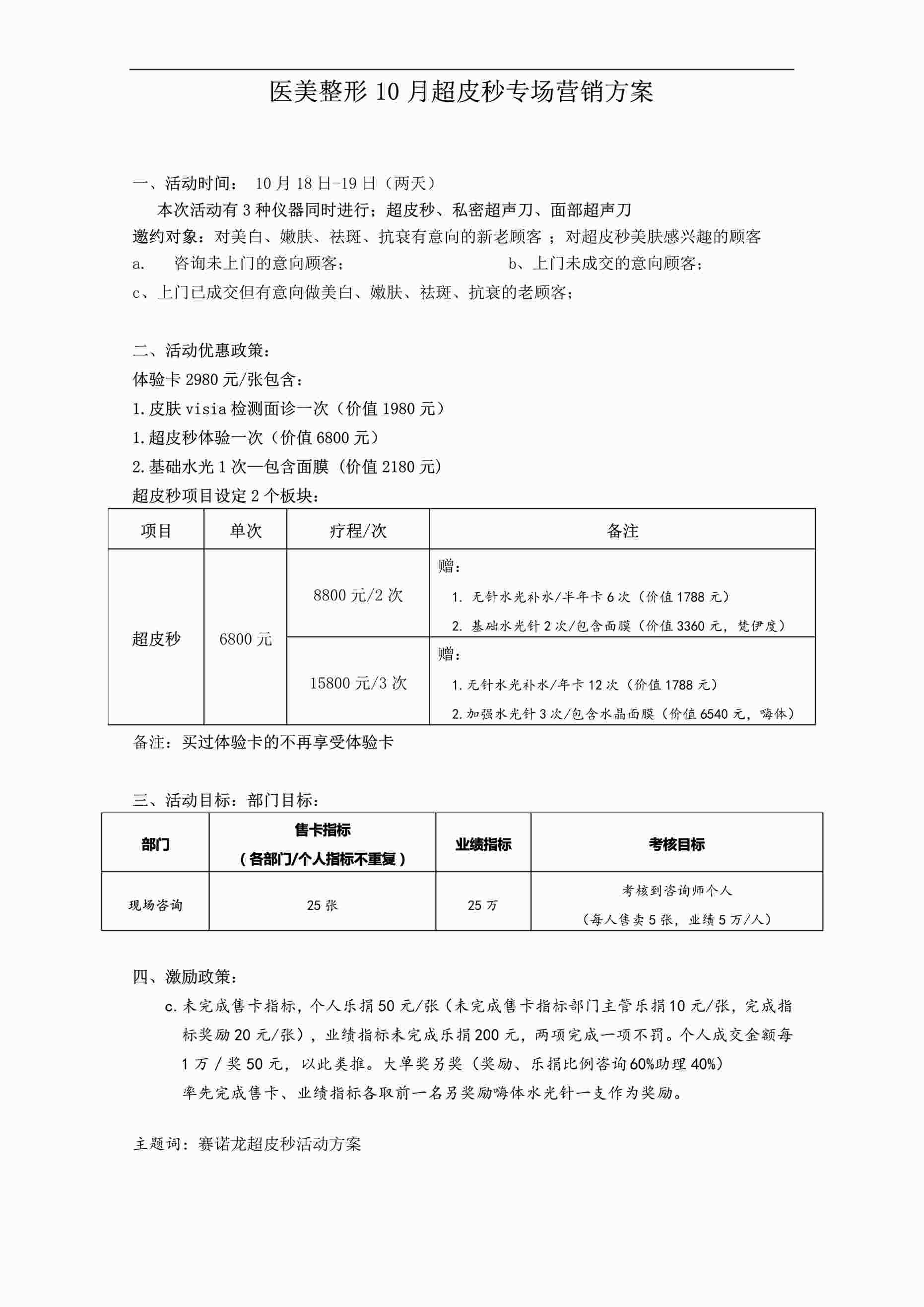 “医美整形10月超皮秒专场营销方案PDF”第1页图片