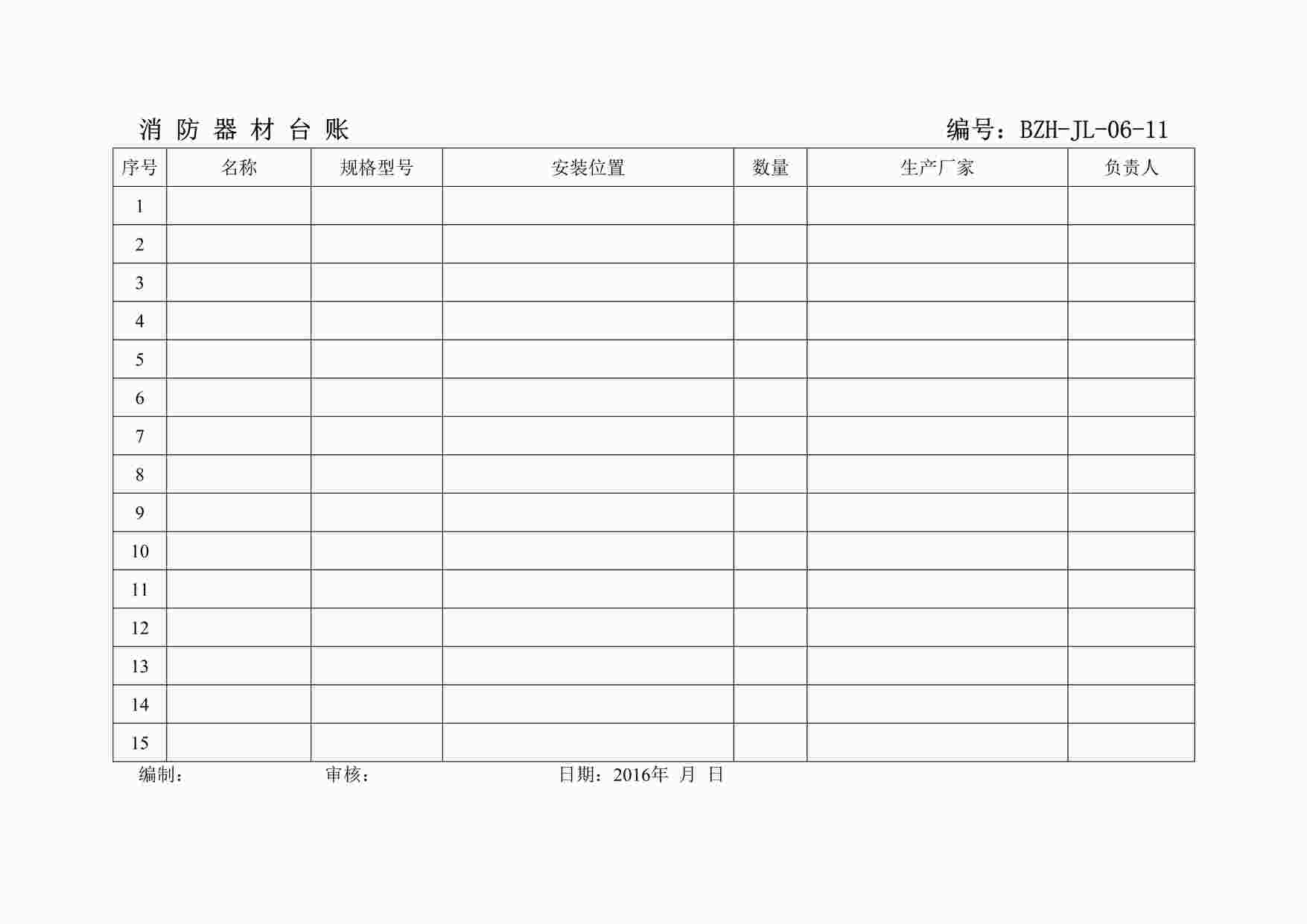 “某制造型企业消防器材台账DOC”第1页图片