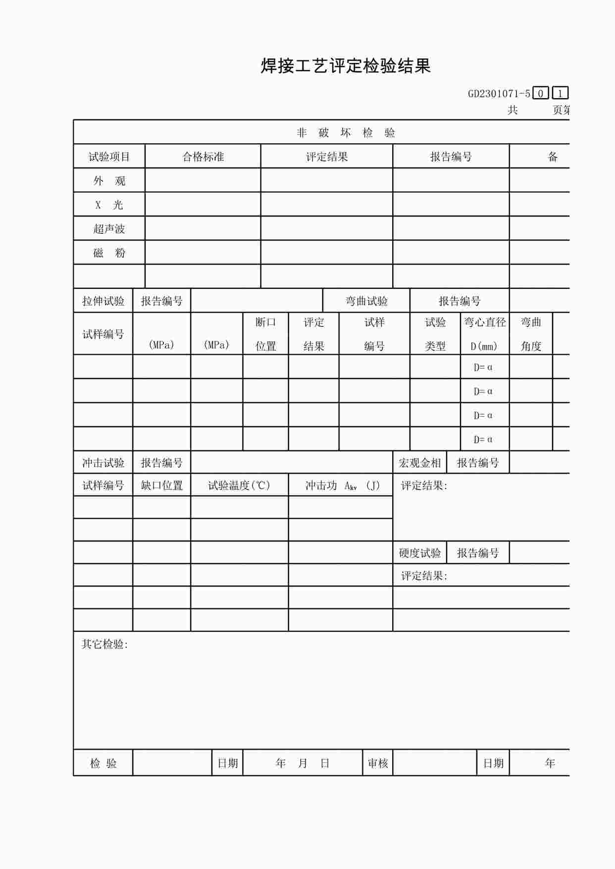 “《焊接工艺评定检验结果》XLS”第1页图片