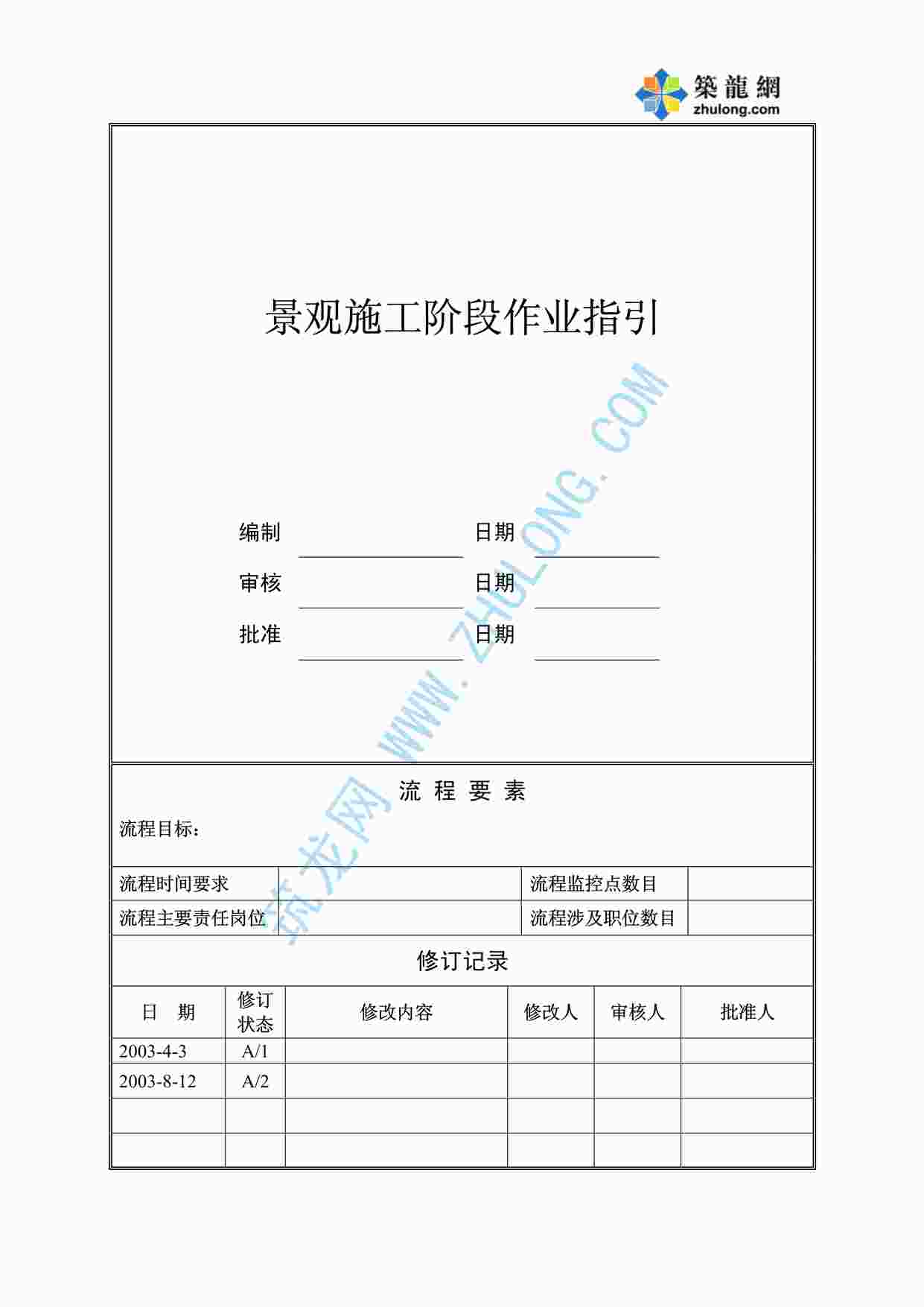 “万科地产景观施工阶段配合工作作业指引PDF”第1页图片