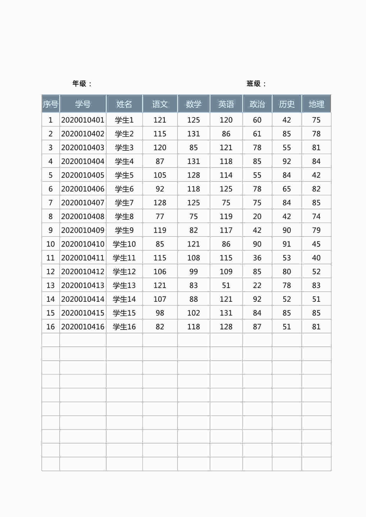 “学生成绩统计表-分类汇总XLSX”第1页图片