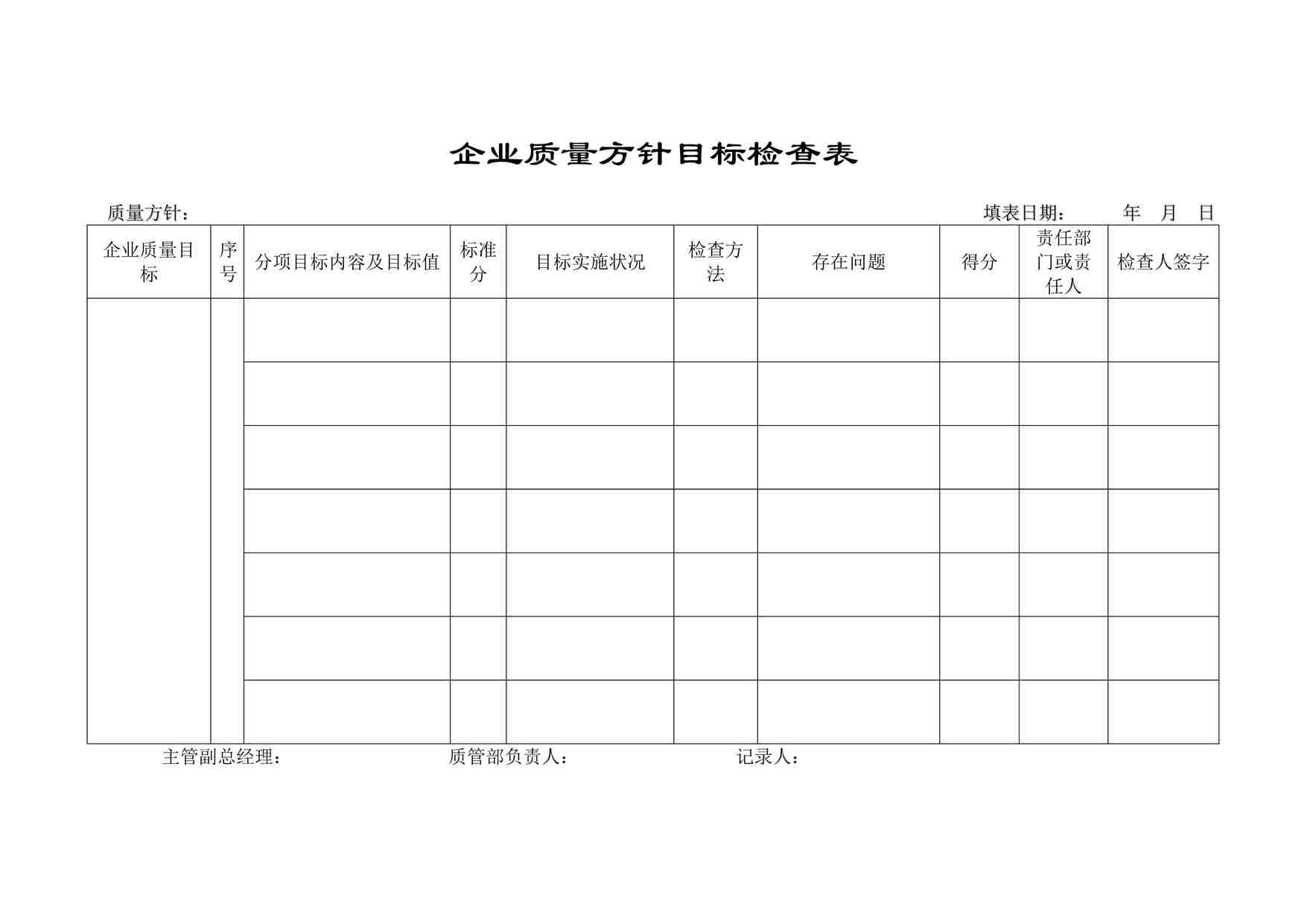 “药品公司企业质量方针目标检查表DOC”第1页图片