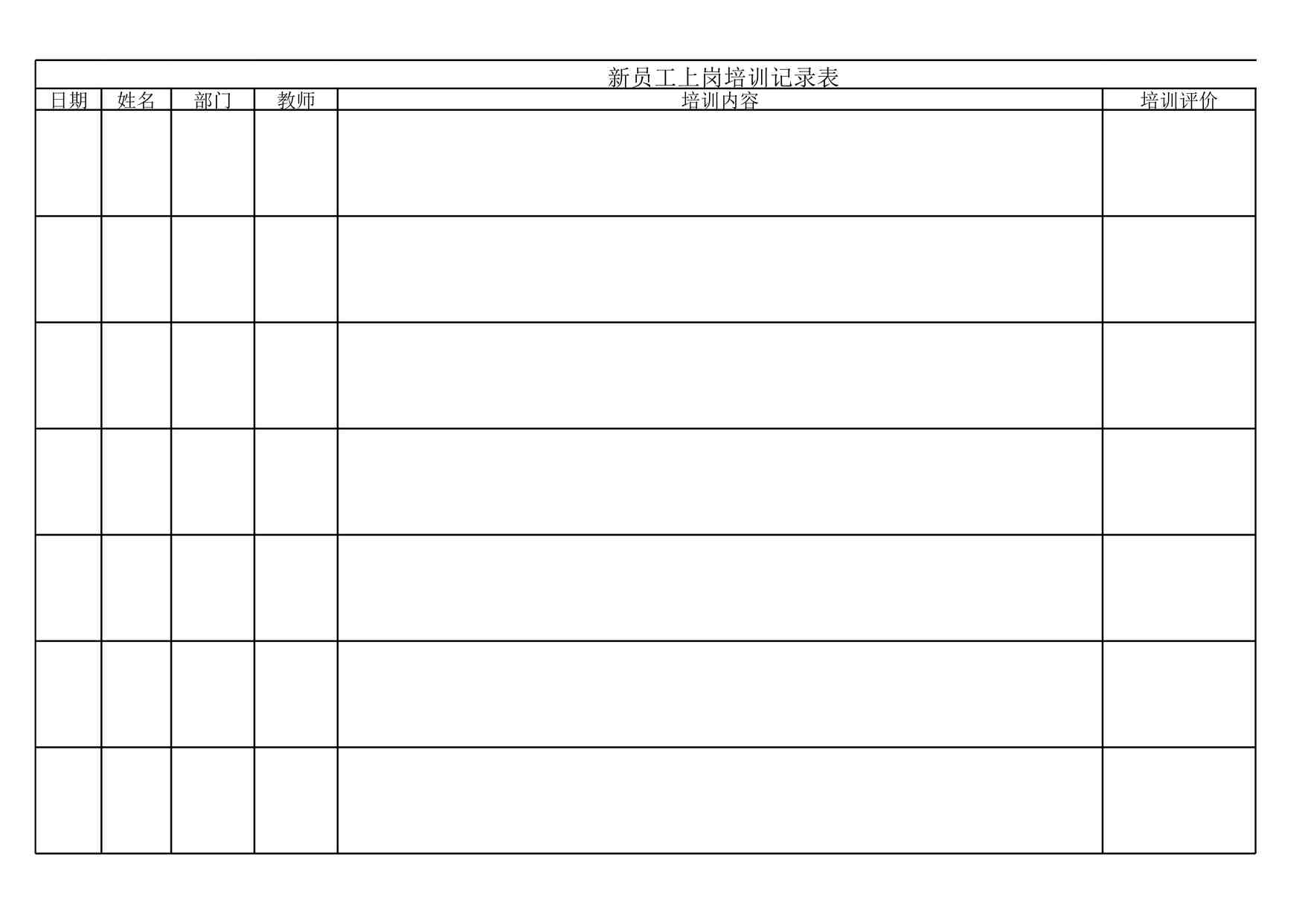 “上海赫塑汽车零部件公司QR602-13新员工上岗培训记录表XLSX”第1页图片