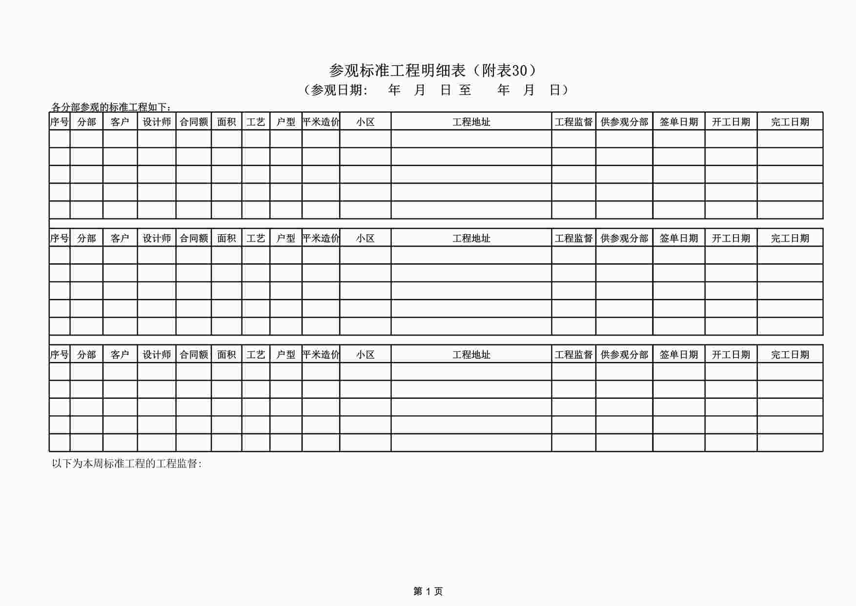 “北京阔达标准工程管理体系参观标准工程明细表XLS”第1页图片