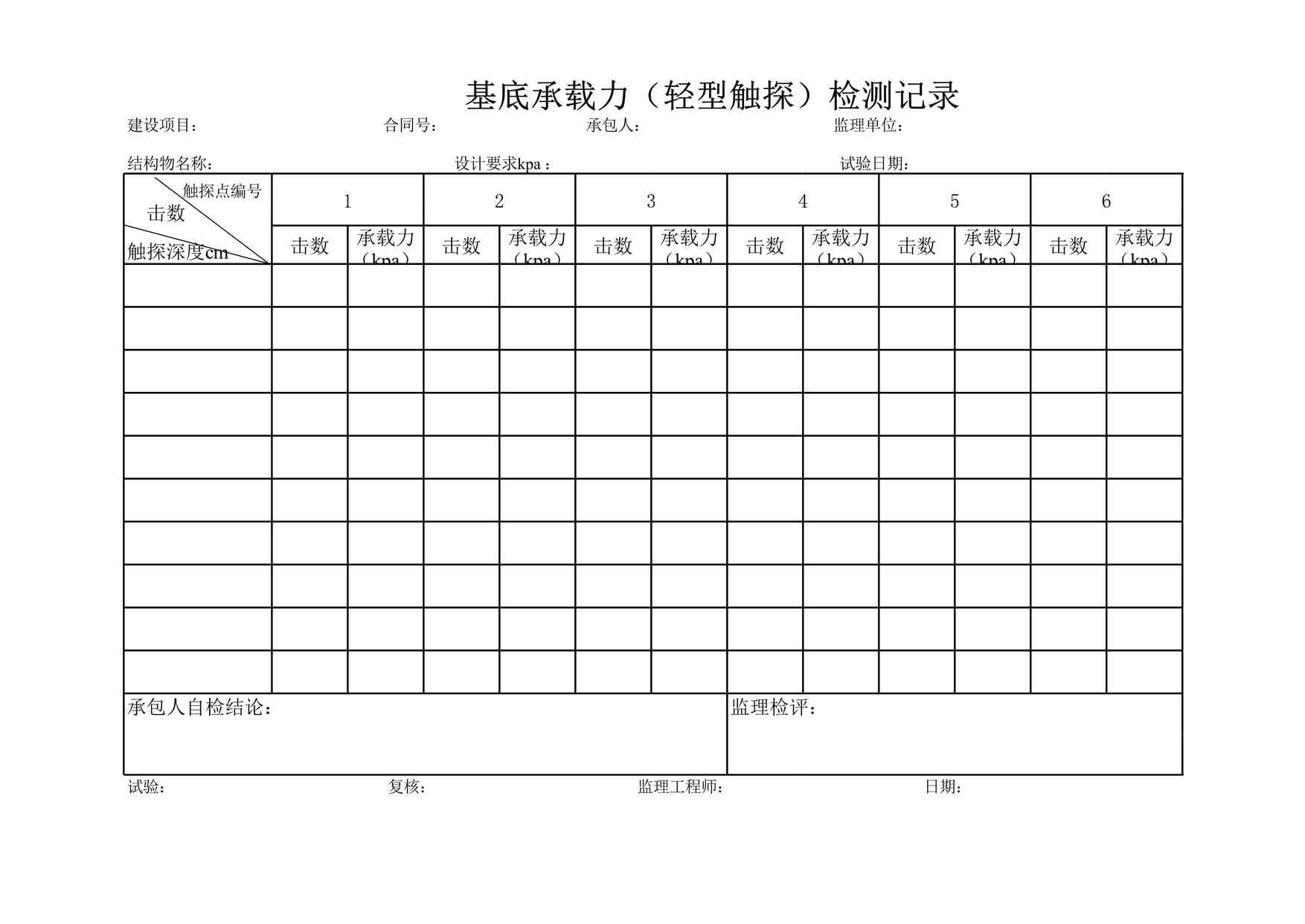 “B-5-18.1基底承载力检测记录XLS”第1页图片