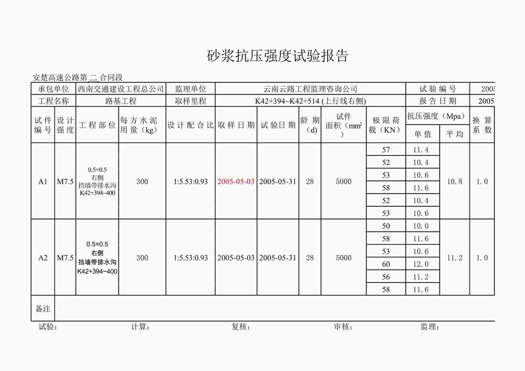 “K42+394~K42+541右挡墙带排水沟XLS”第1页图片