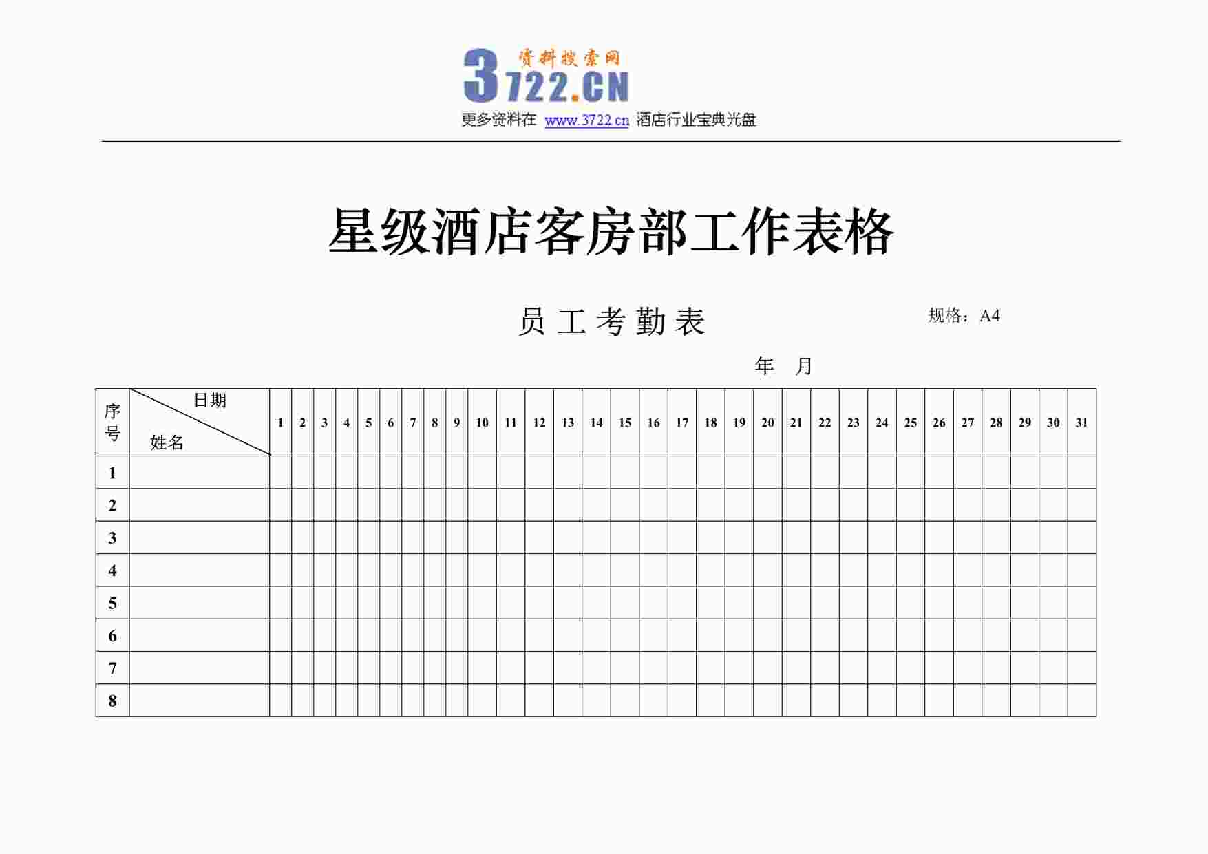 “星级酒店客房部工作表格(DOC 40)”第1页图片