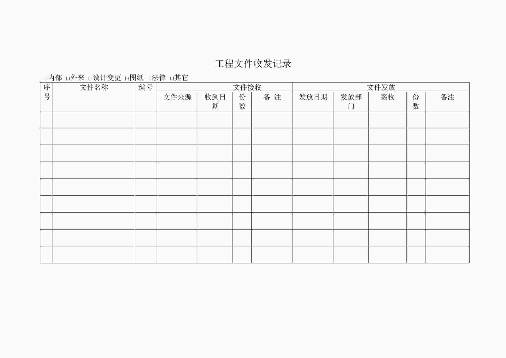 “上海万科地产工程部文件收发记录DOC”第1页图片