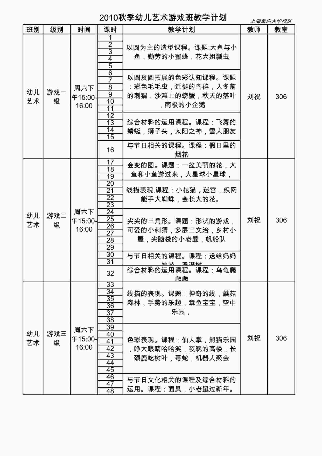 “某美术培训机构大师创意教学计划XLS”第1页图片