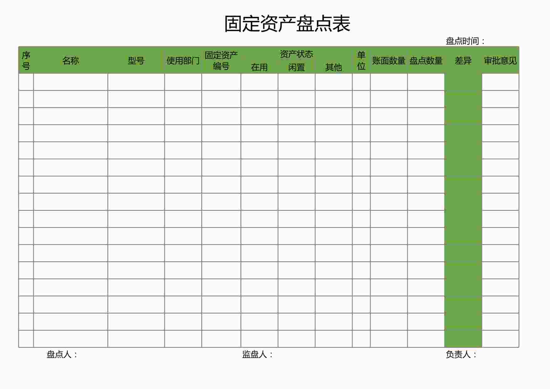 “管理表格《固定资产盘点表》XLS”第1页图片