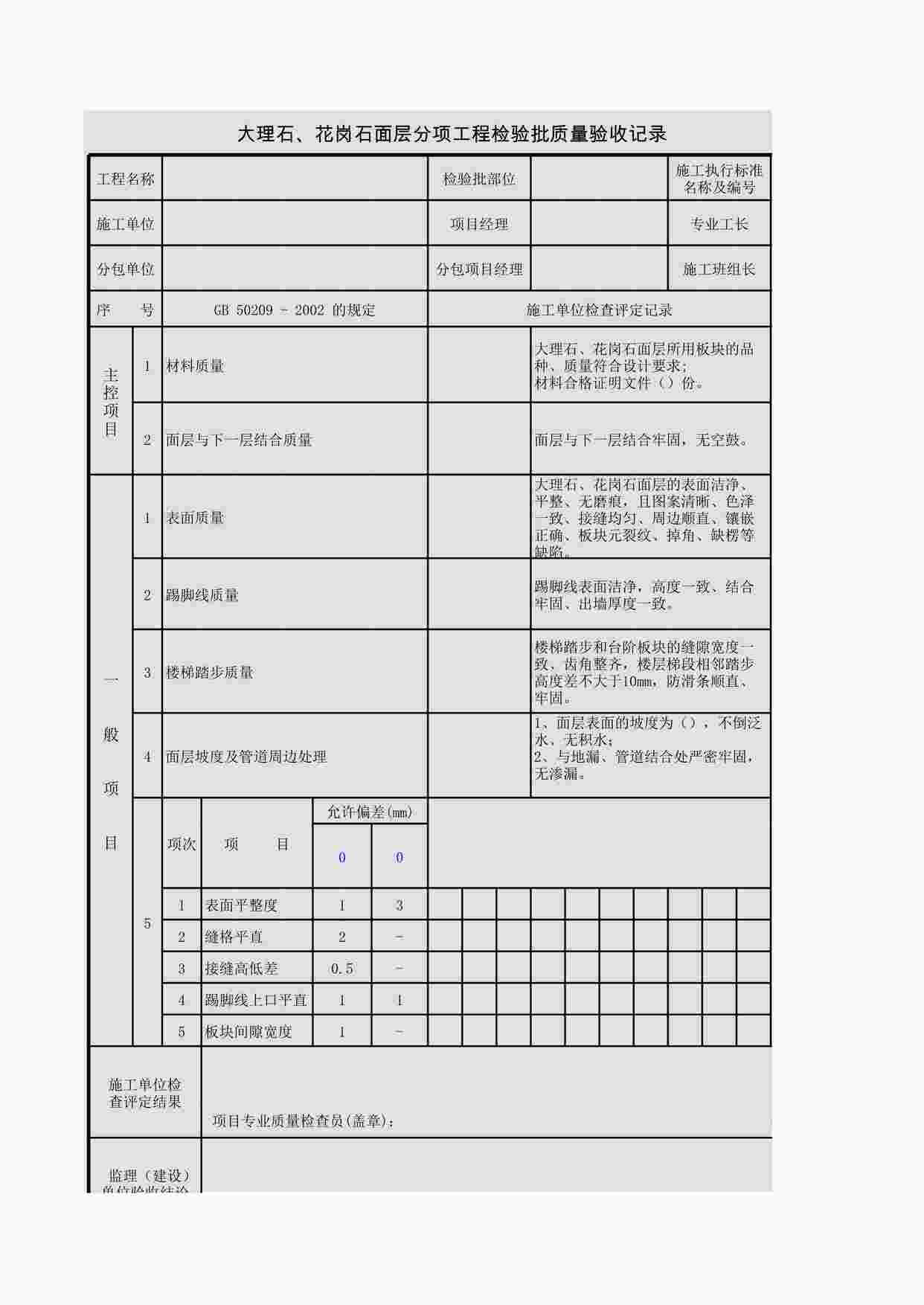 “《大理石、花岗石面层》XLS”第1页图片