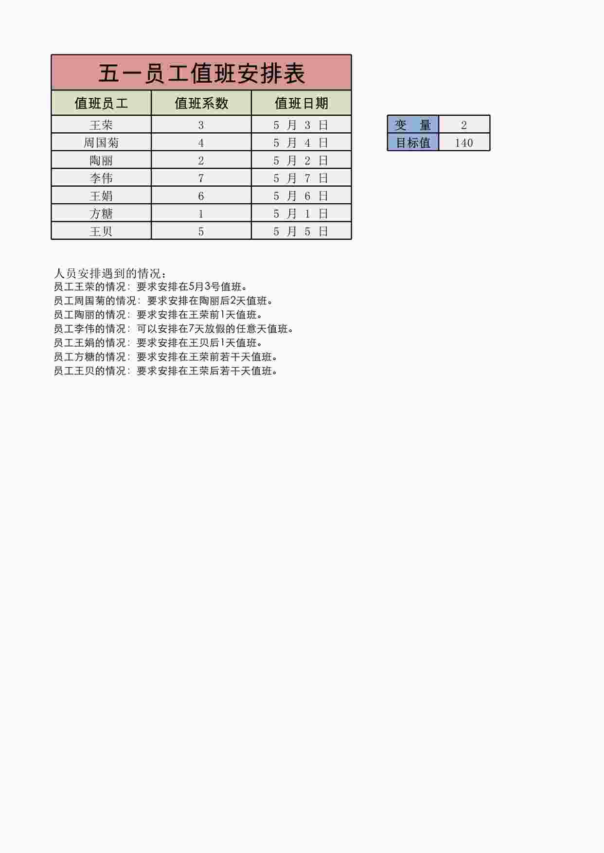 “假期值班人员安排XLSX”第1页图片