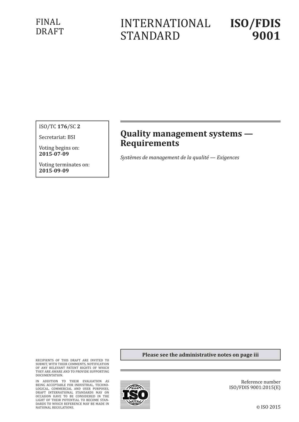 “ISO9001-2015-FDIS英文版PDF”第1页图片