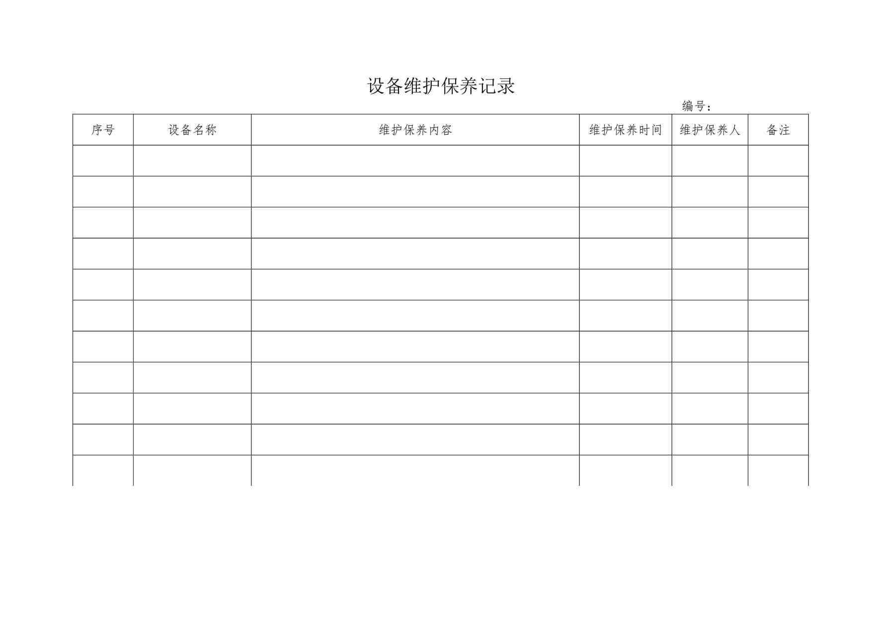 “四川某制造型企业设备维护保养记录DOC”第1页图片