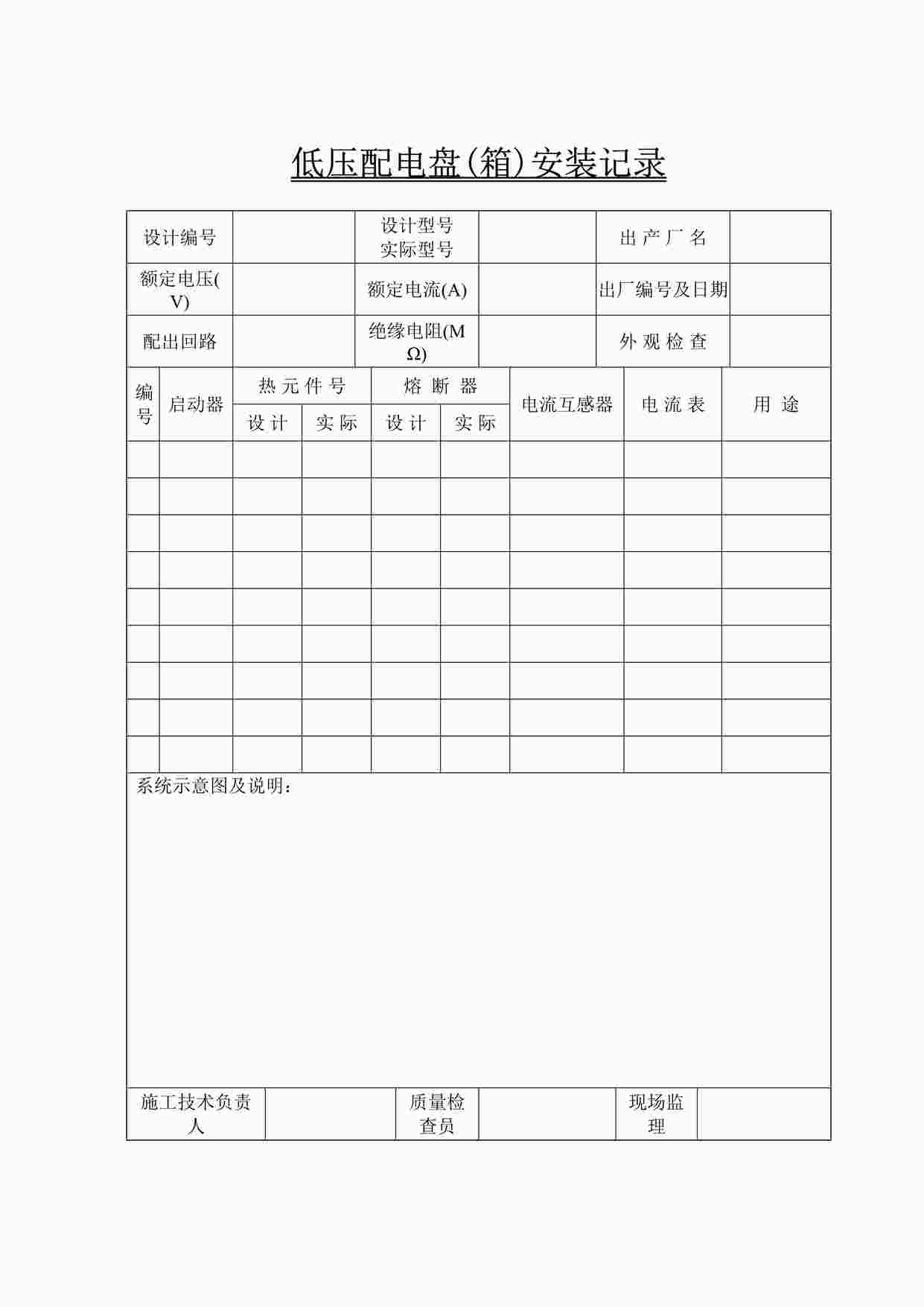 “天燃气管道工程低压配电盘(箱)安装记录DOC”第1页图片