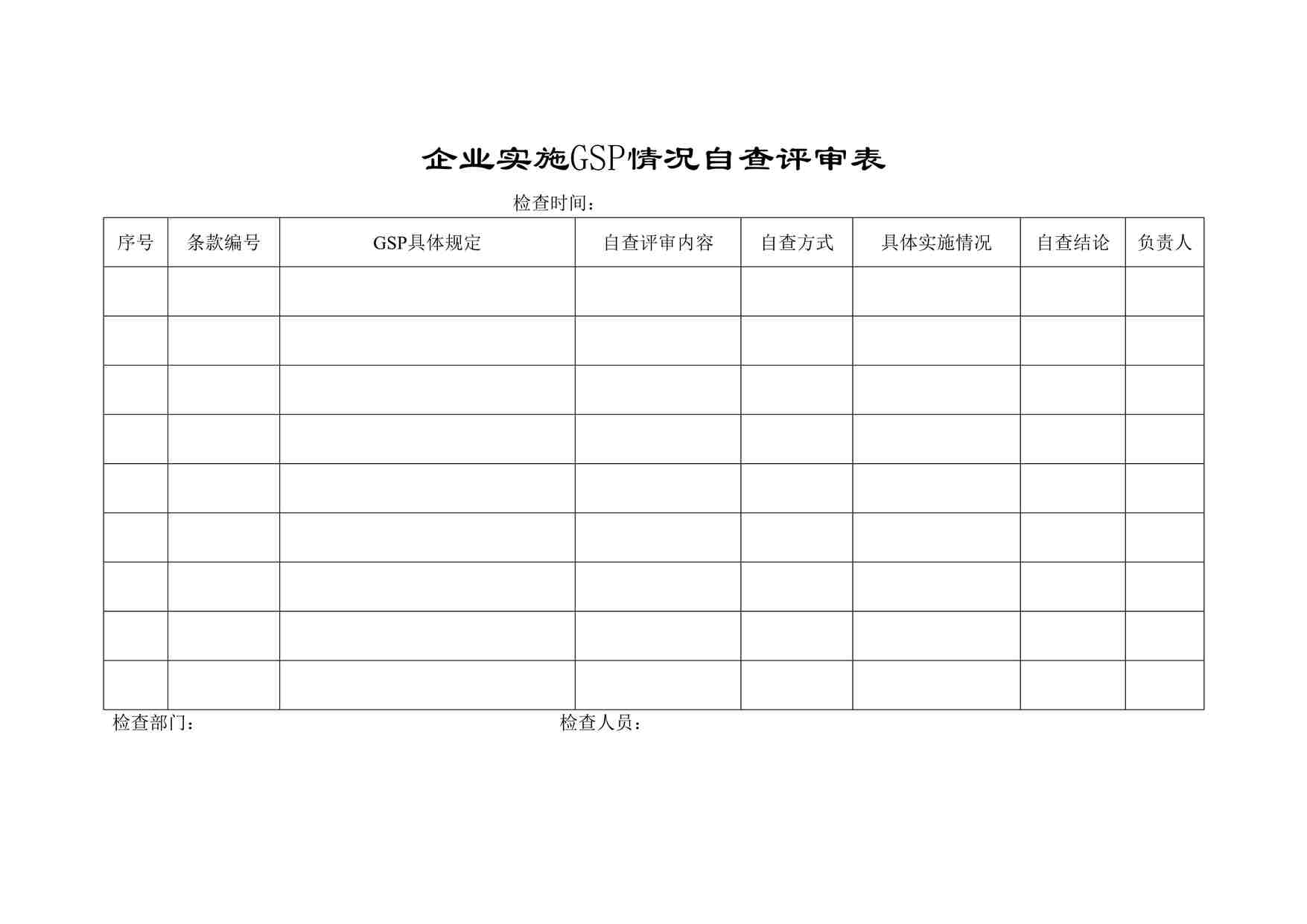 “药品公司GSP实施情况自查评审表DOC”第1页图片