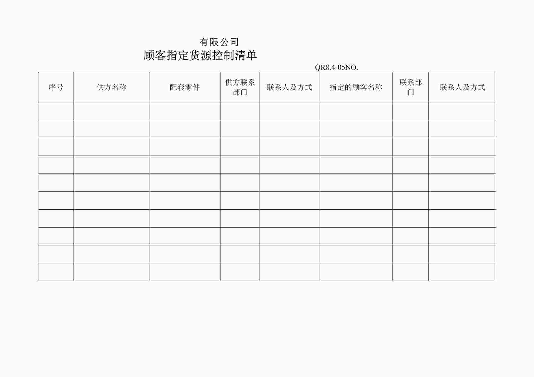 “上海赫塑汽车零部件公司QR8.4-05顾客指定货源控制清单DOCX”第1页图片